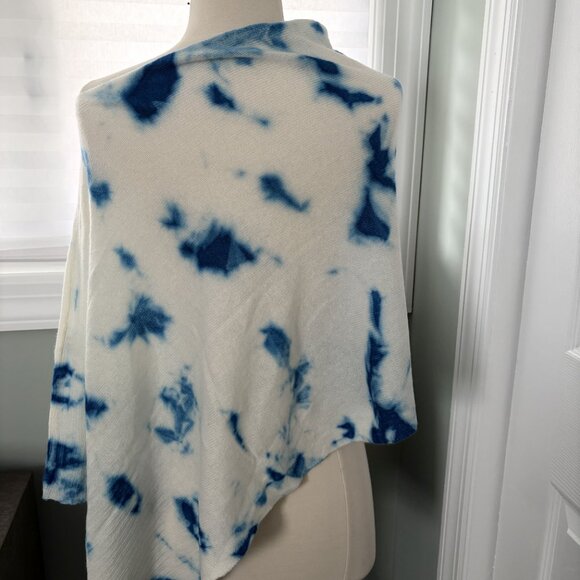 Golden Sun Cabana Tie Dye Cashmere Poncho, Blue Pool, One Size, NWT - Picture 3 of 4